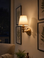 Rowan Drum Shade Wall Sconce – Fabric Sconce Light for Cozy Cottage Lighting